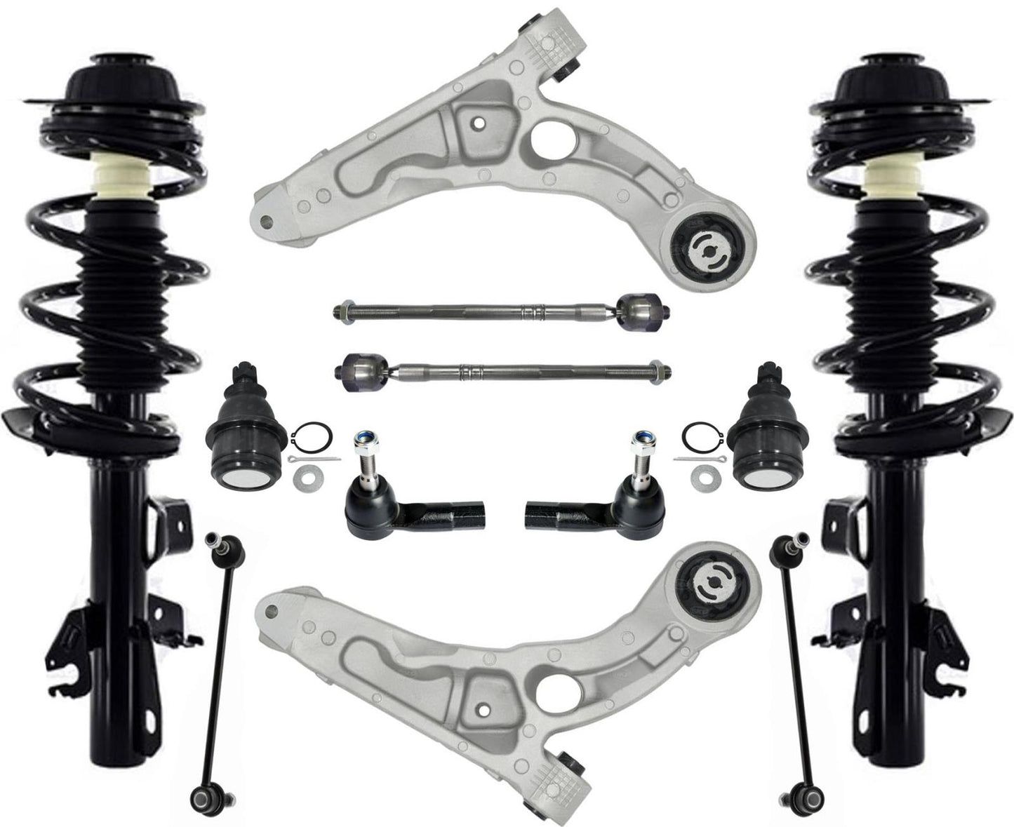 Front Struts Control Arms Tie Rods & Links For Cherokee 14-18 Front Wheel Drive