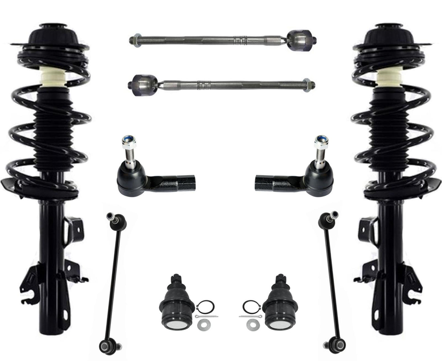 Front Struts Ball Joints Tie Rods & Links For Cherokee 14-18 Front Wheel Drive