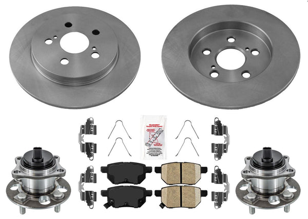 Rear Disc Brake Rotors & Pads for Toyota Yaris 2012-2018 with Rear Hub Bearings
