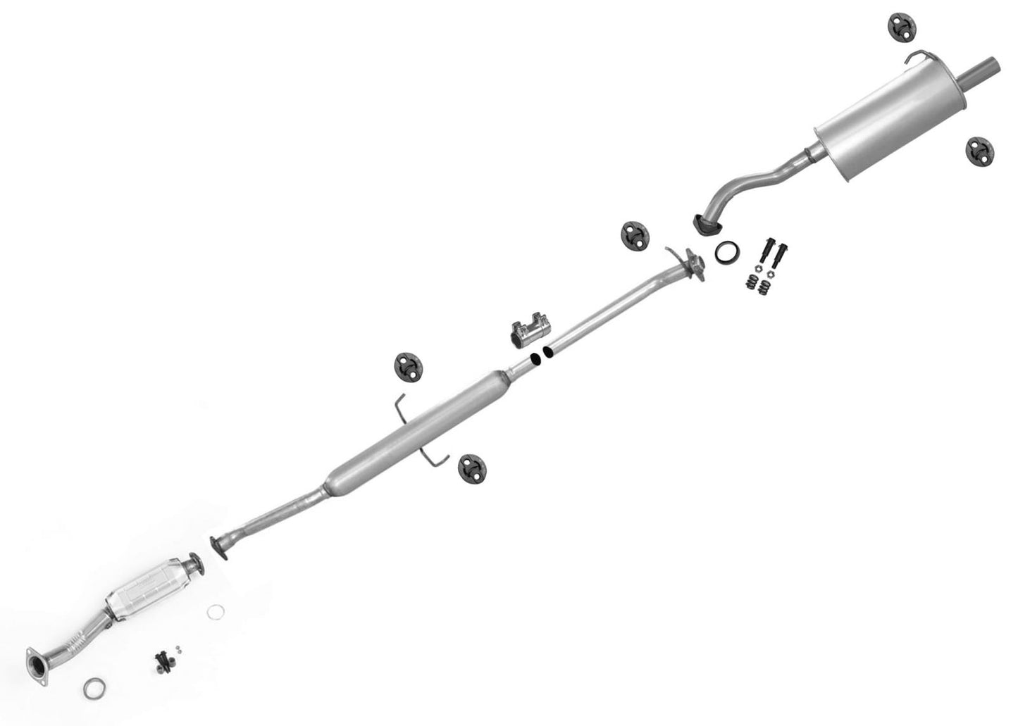 Front Catalytic Converter Resonator Rear Muffler for Honda CR-V 2002 2003 2004