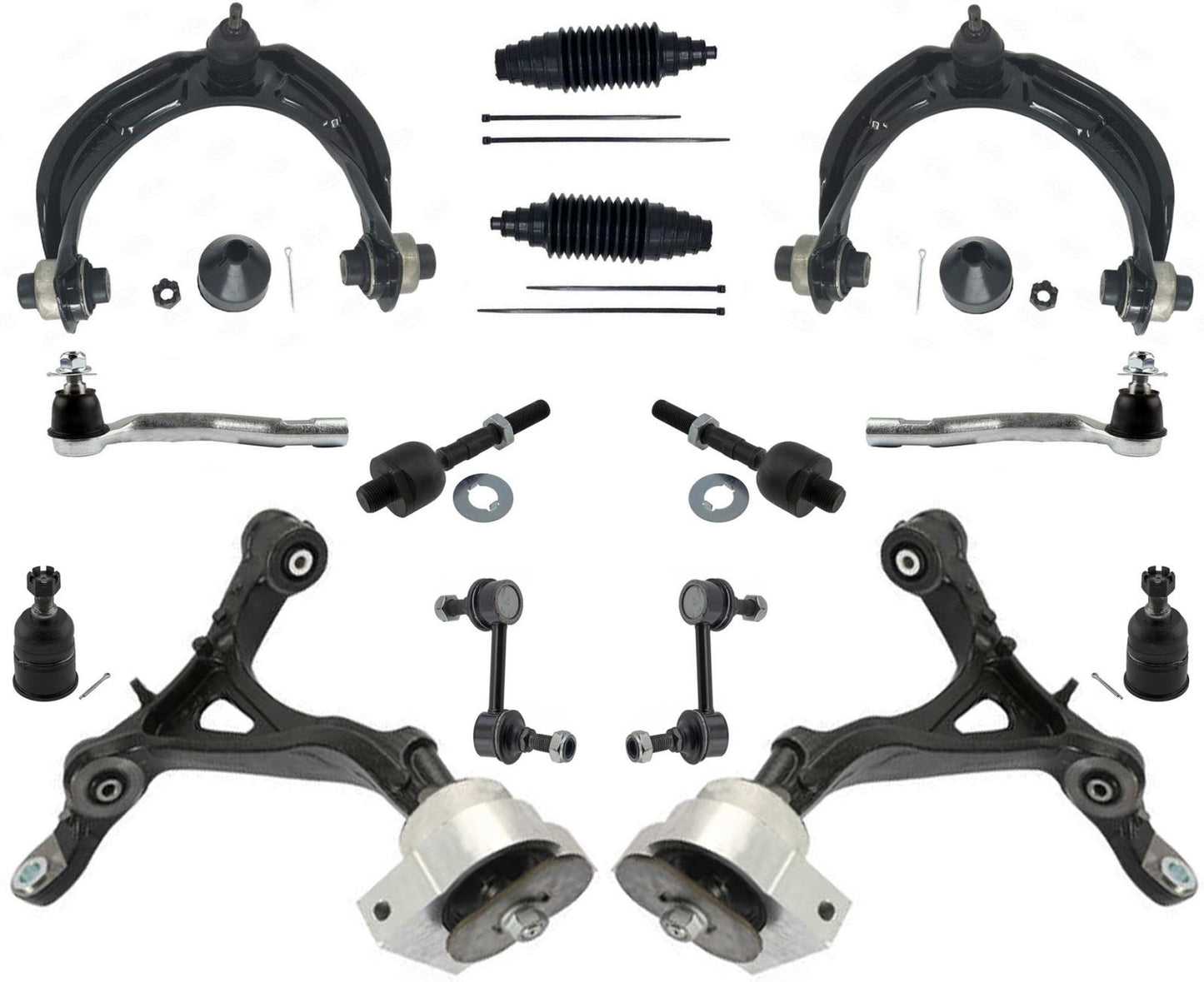 Front Lower & Upper Arms W/ Ball Joints Tie Rods & Links For Acura TL 2009-2014