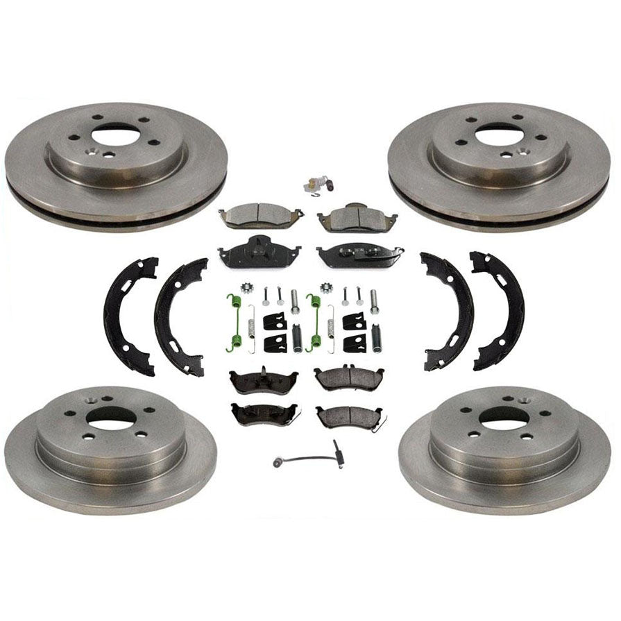 Frt & Rr Disc Rotors Ceramic Pads Sensors For Mercedes-Benz 1998-2003 ML320