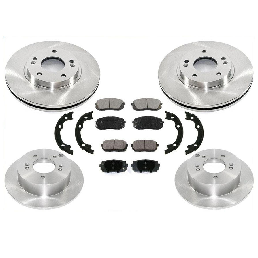 Rotores de freno de disco y pastillas de freno de cerámica Zapatas de estacionamiento para Kia Rondo 2010-2012