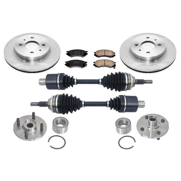 para 94-02 Saturn SL Rotores de freno Pastillas completos Ejes de transmisión CV Kits de bujes y cojinetes
