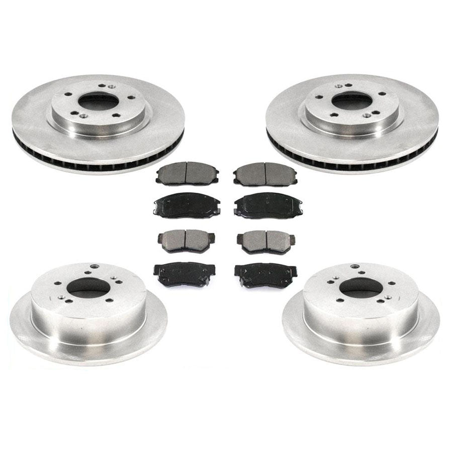 Front & Rear Brake Rotors & Brake Pads for Hyundai Santa Fe 01-06 with 16" Rims