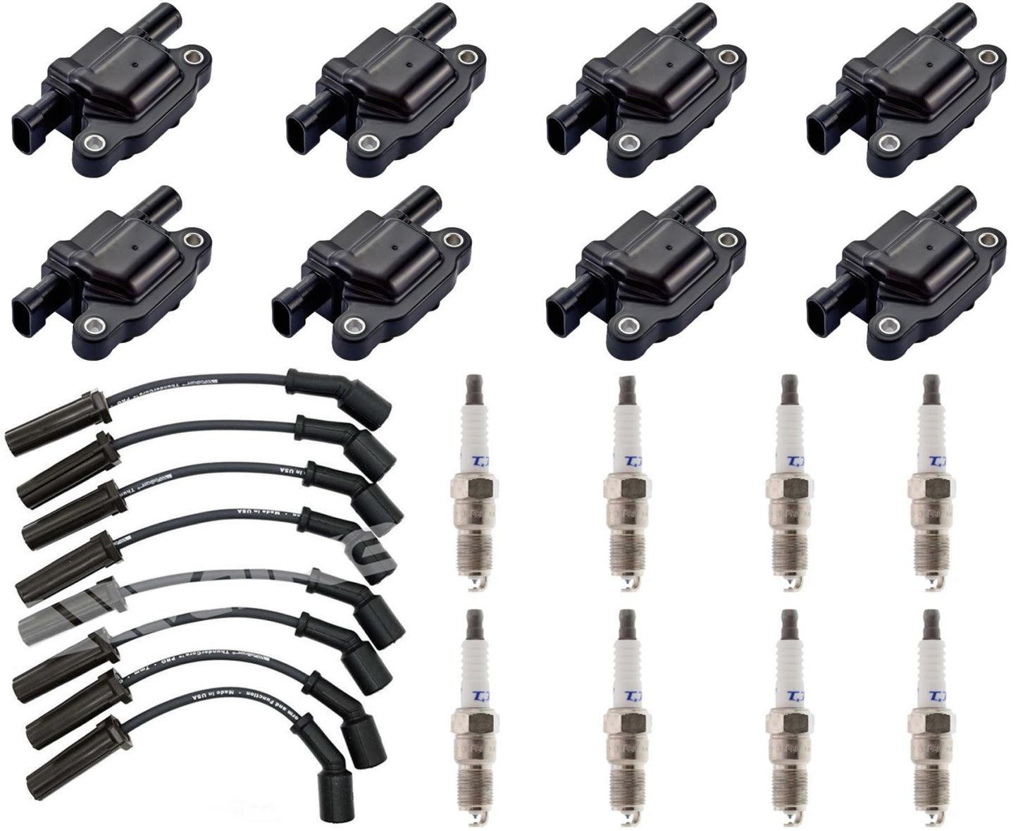 Wires Square Ignition Coil & Spark Plugs For Chevrolet Tahoe 5.3L 2007-2014