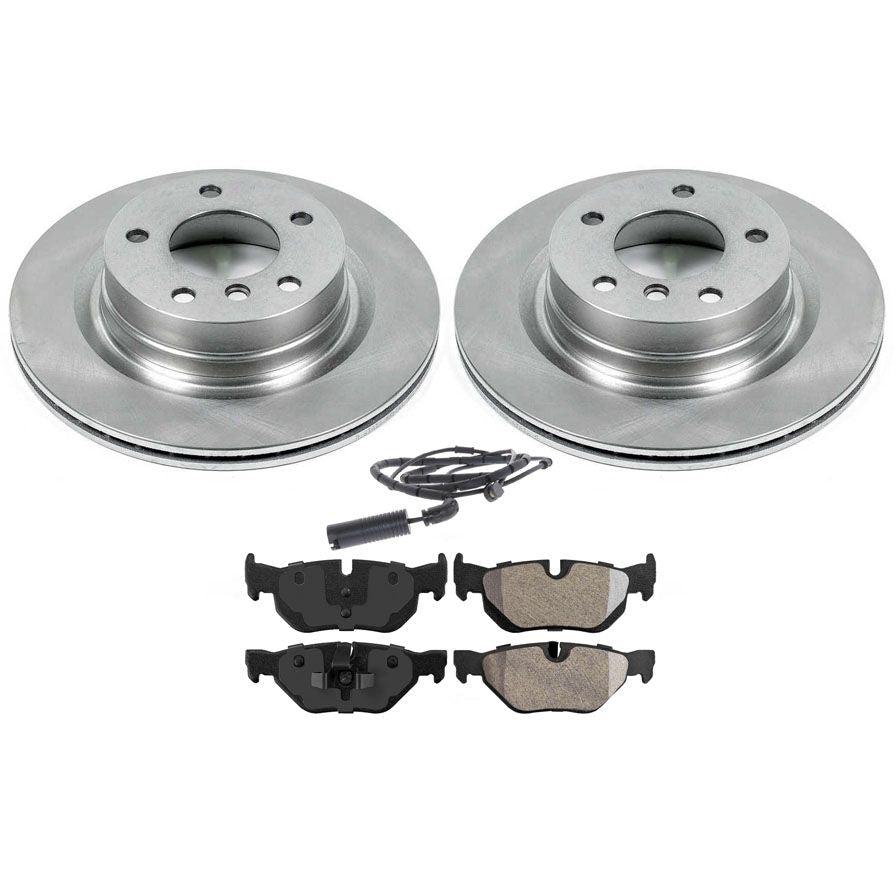 Fits For 2006 BMW 325i Rear Disc Rotors Brake Pads & Wear Sensor 4Pc Kit