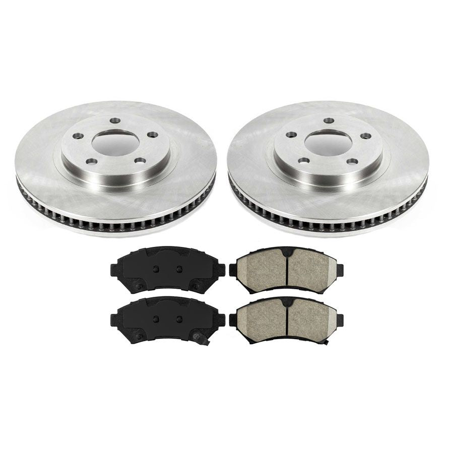 Fits 1997-2003 for Oldsmobile Aurora (2) Front Brake Rotors & Ceramic Brake Pads