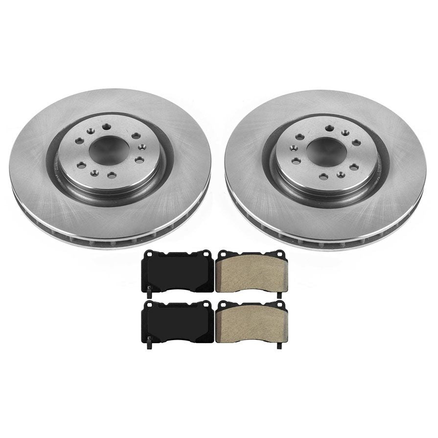 2004-2007 Fits Cadillas CTS with 14 Inch Front Brake Rotors & MD1050 Brake Pads