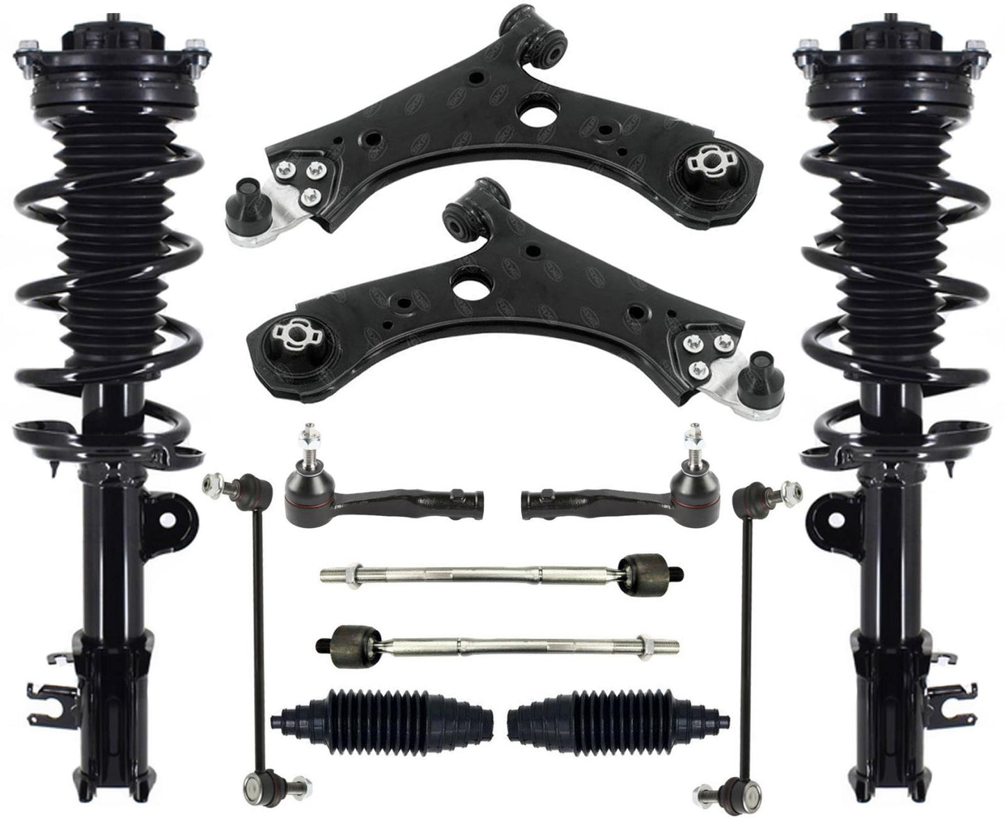Front Struts Arms Tie Rods & Links For Compass 2017-21 W/ 6 Speed Transmission