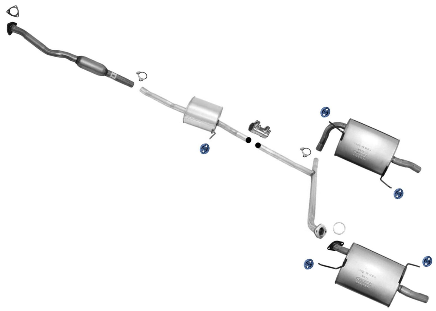 Exhaust System Resonator Dual Mufflers for Honda Accord 2003-2005 4Dr Sedan 3.0