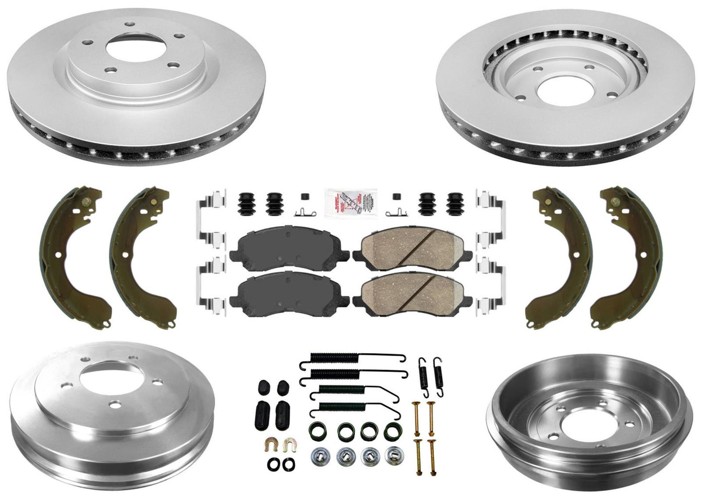 Pastillas de freno de rotores delanteros, zapatas de tambores para Jeep Compass 07-16 con frenos de tambor traseros