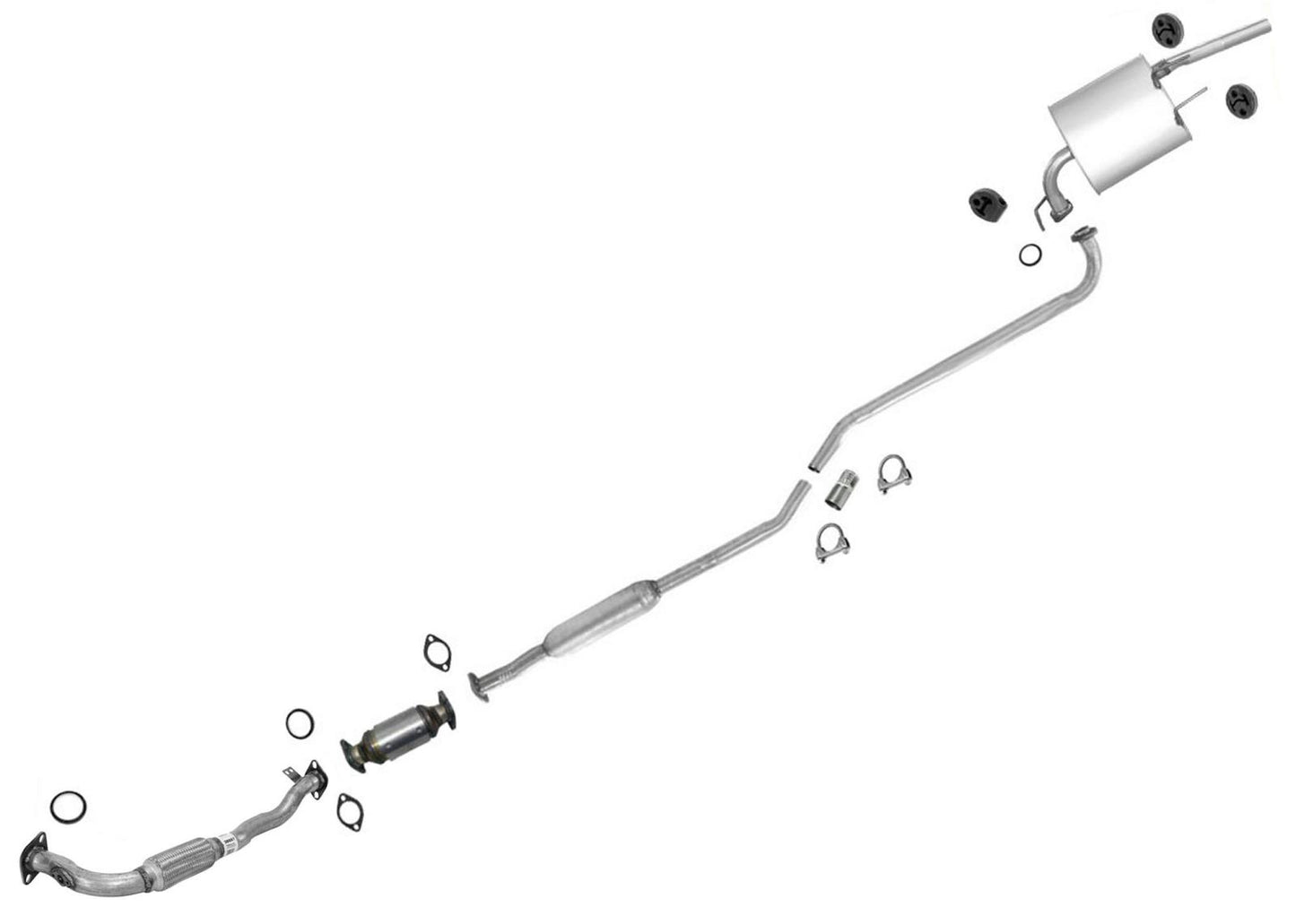 93-94 Prizm Corolla 1.8L Federal Emis Complete Exhau System Muffler + Converter