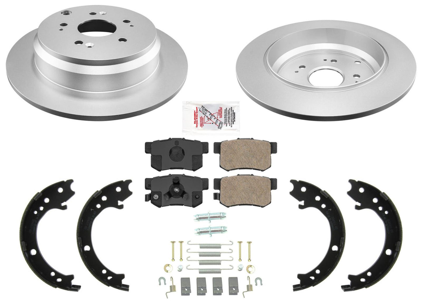 Nuevos rotores de freno traseros y pastillas de cerámica, zapatas de estacionamiento 5p para Honda CR-V 2005-2006