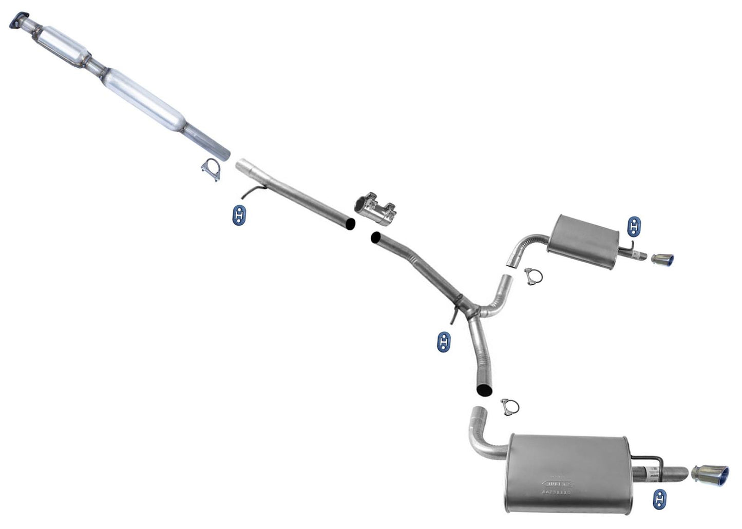 Catalytic Converter Pipe Dual Exhaust Mufflers For Ford Explorer 16-19 2.3 Turbo