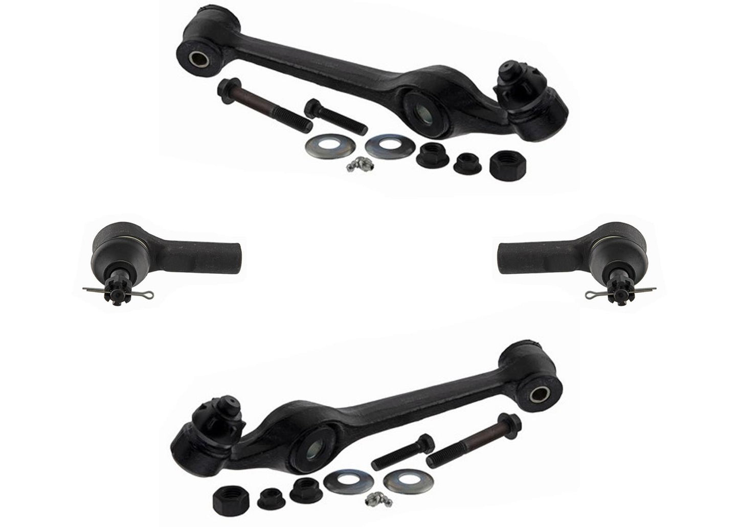 84-90 Escort (2) Conjunto de brazo de control y rótula (2) Kit de 4 piezas de varillas de acoplamiento exteriores