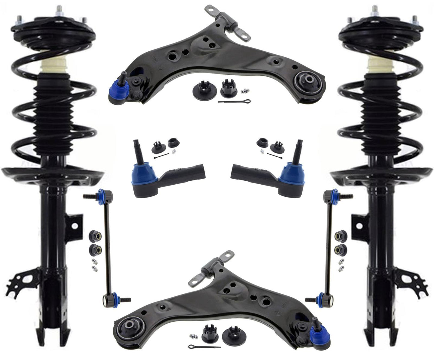 Front Complete Strut Control Arms Tie Rods & Links For Toyota Rav4 2019-2024