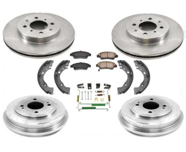 Fits 09-14 Honda Fit Front Disc Brake Rotors Ceramic Pads Drum & Shoes Springs