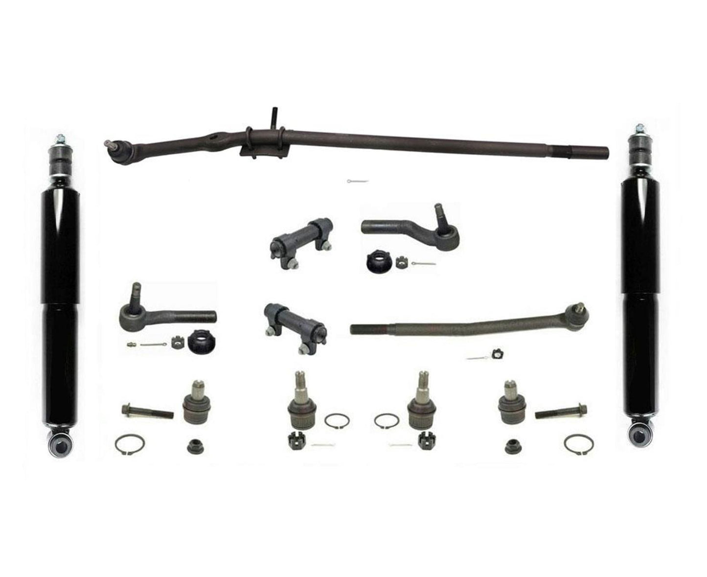 92-06 se adapta a E350 450 Super Duty DRW varillas de amarre, rótulas de enlace de arrastre, amortiguadores, 13 piezas Kt