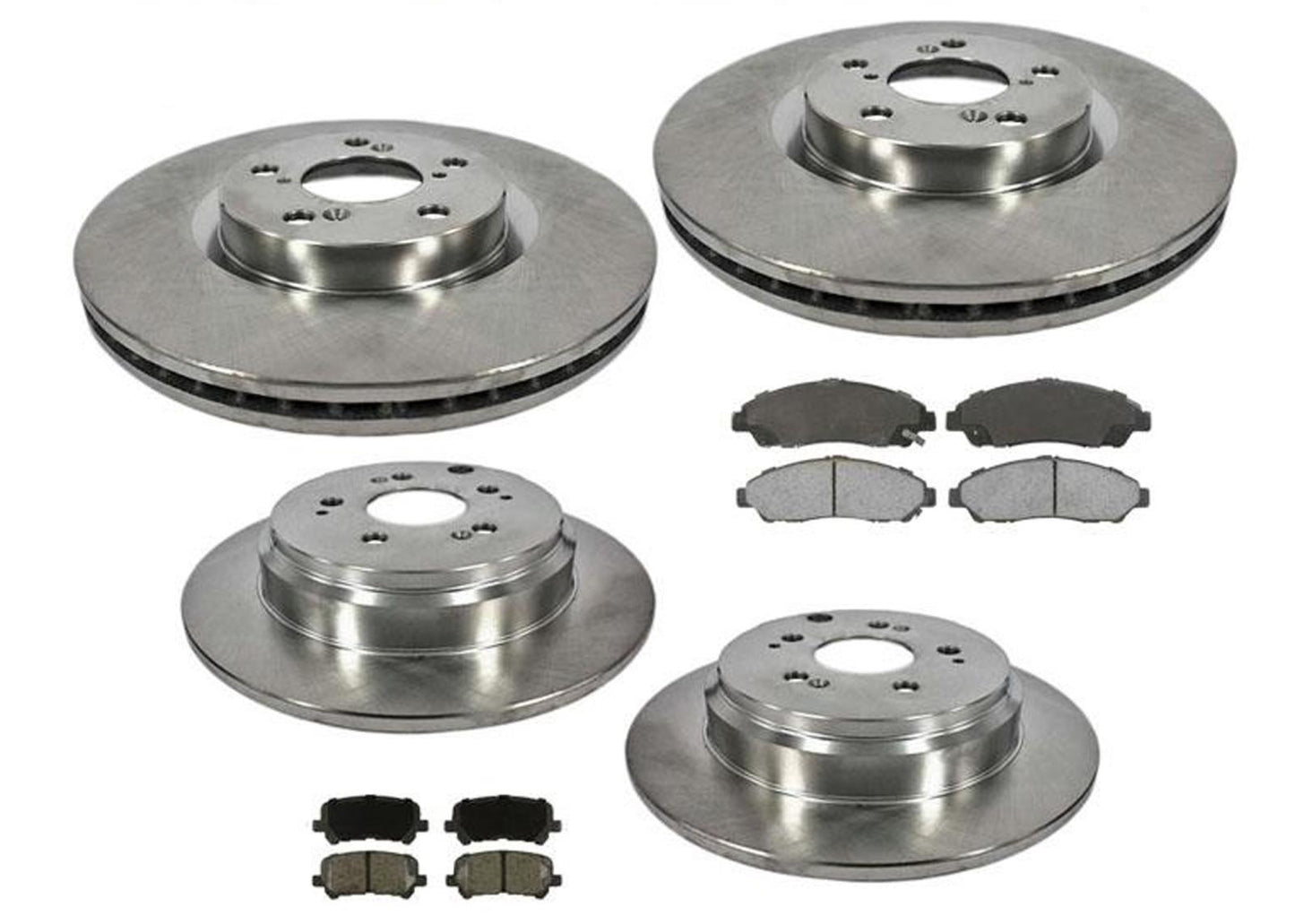 F & R Disc Brake Disc Rotors Ceramic Brake Pads for Honda Odyssey 6p 11-14
