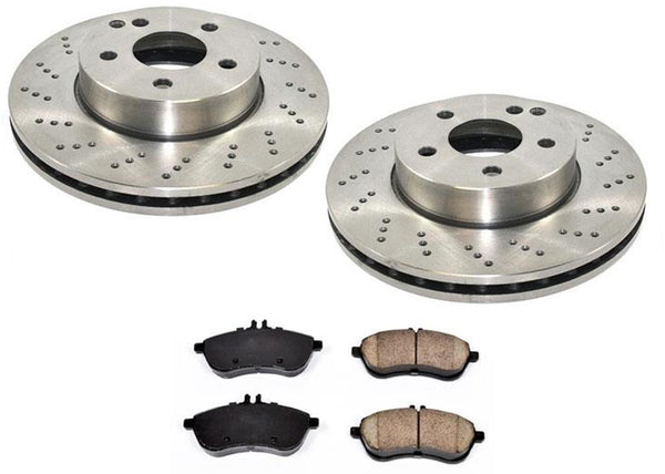 For Mercedes Benz 10-15 C250 08-12 C300 Sport Front Brake Rotors & Ceramic Pads
