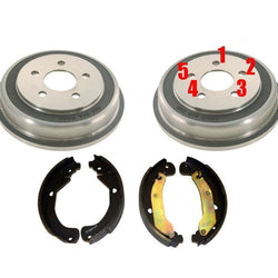 For 06-08 Chevrolet HHR (2) 5 Lug Only Rear Brake Drums & Shoes 3pc Kit