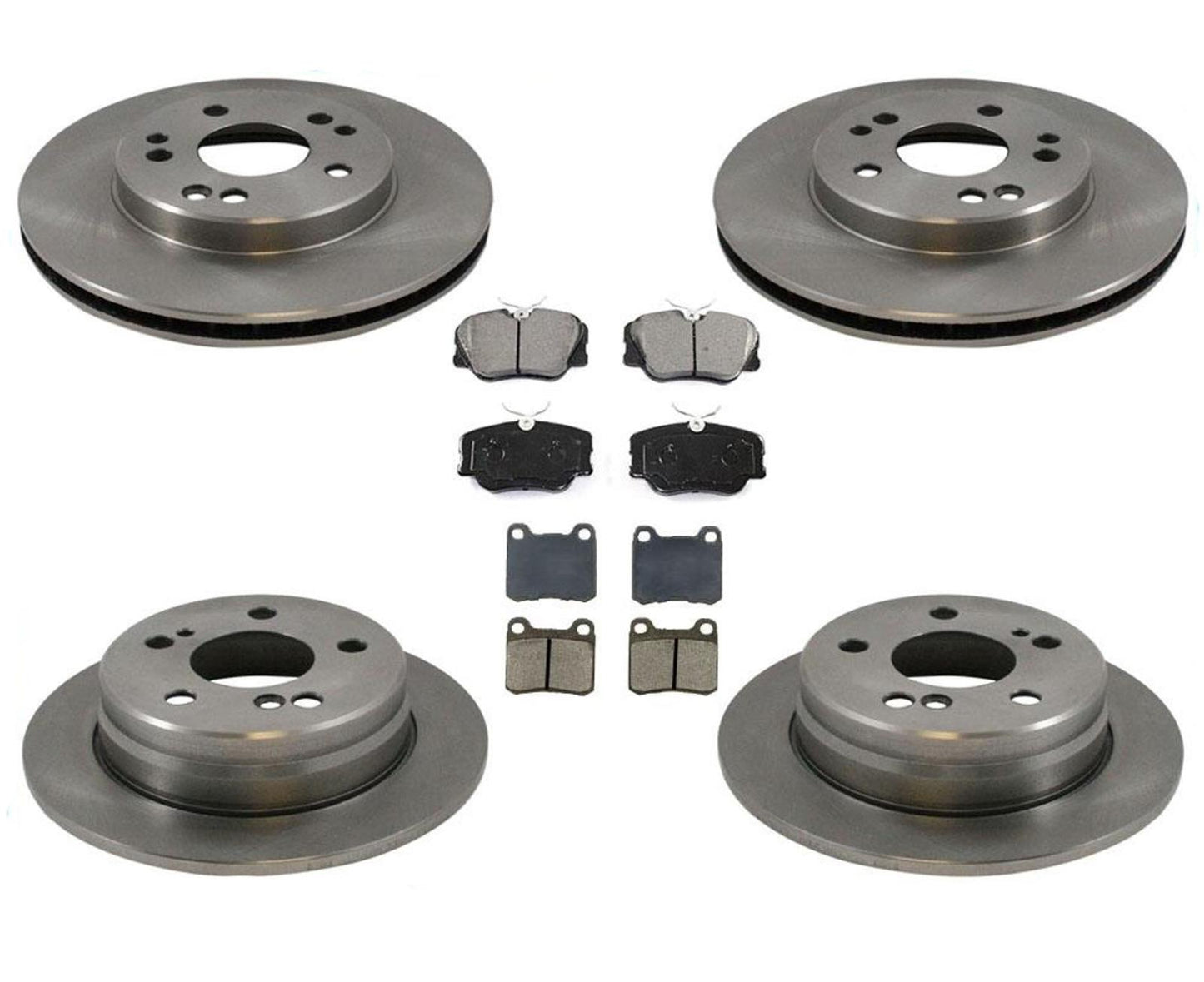 86-91 300E Base Rear Wheel Drive Frt & Rr Brake Disc Rotors & Disc Brake Pads 6P