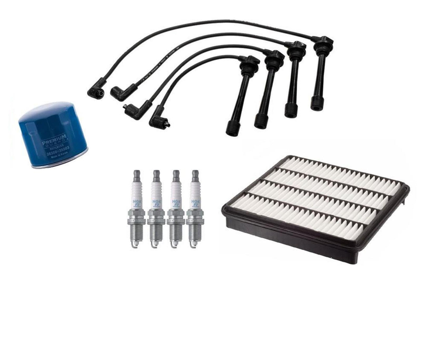 Spark Plugs With Ignition Wire Set Air Oil Filter for Hyundai Elantra 2.0L 08-12
