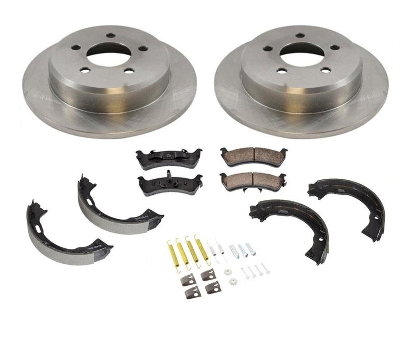 Rotores de freno trasero y pastillas de freno, zapatas de freno de estacionamiento para Ford Explorer 95-01, 5 piezas
