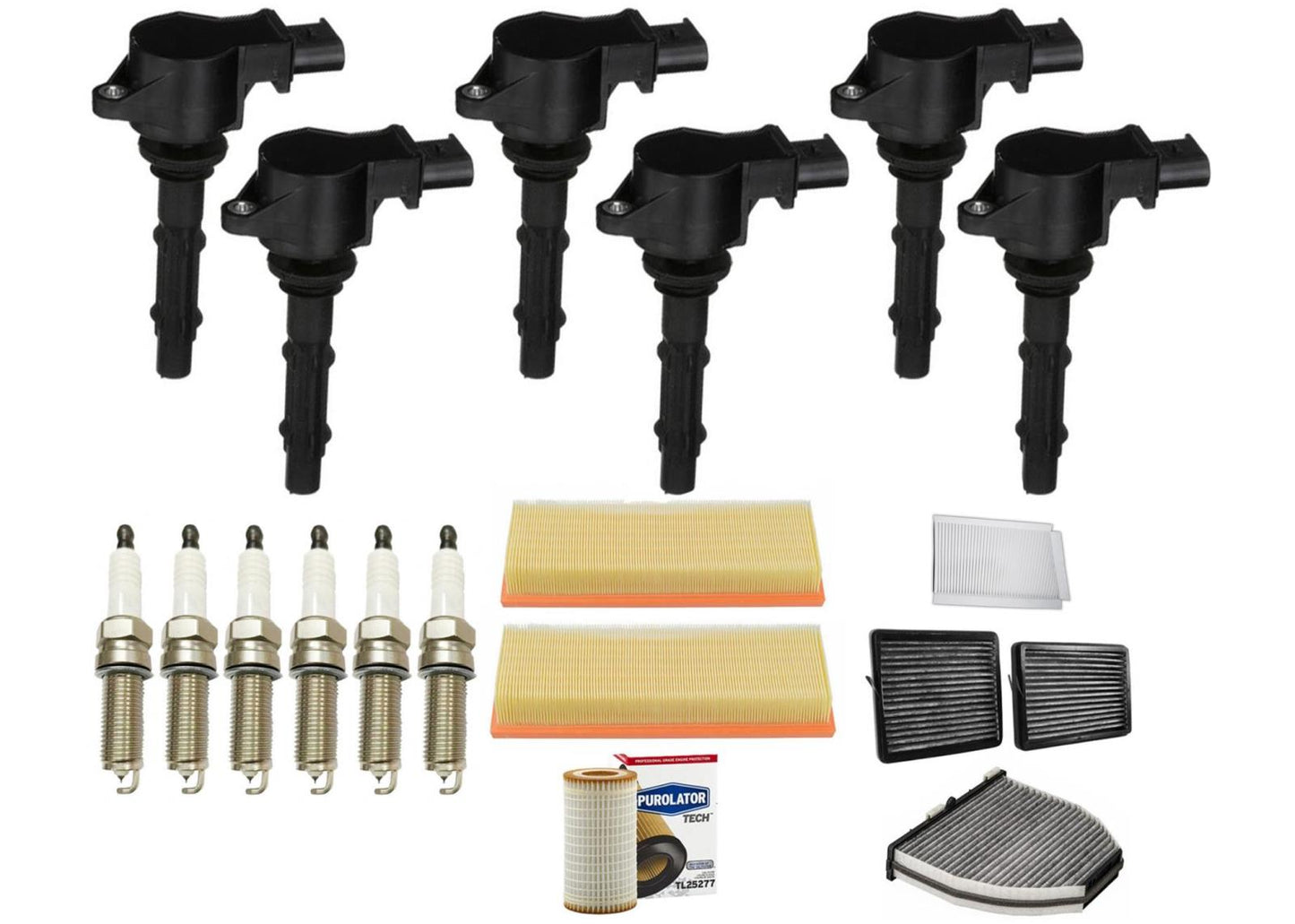 6 bobinas de encendido y bujías de platino para Mercedes Benz C230 2.5L 2006-2009