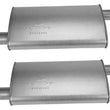 (2) 10 1/2" Oval Universal Muffler 26" OAL 2.00ID 2.00ID Offset Offset