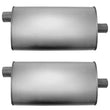 (2) 10 1/2" Oval Universal Muffler 26" OAL 2.25ID 2.00ID Offset Center