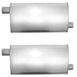 (2) 10 1/2" Oval Universal Muffler 26" OAL 2.25ID 2.00ID Offset Offset