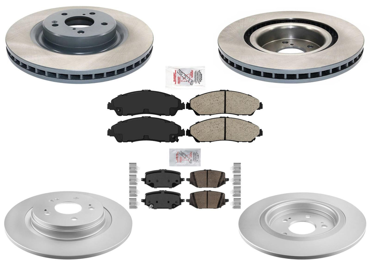 Rotores de freno de disco delantero y trasero Pastillas de freno de cerámica para Honda Pilot 2023-2024