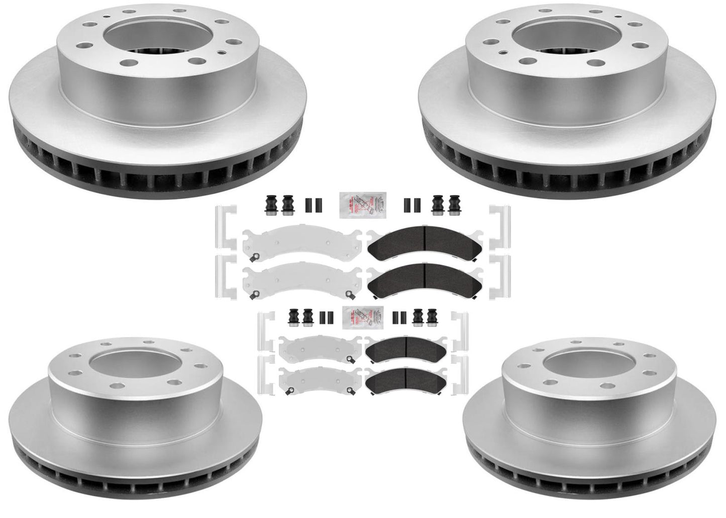 Fleet Front Rr Galvanized Brake Pads & Coated Rotors FOR GMC Sierra 1500HD 01-06