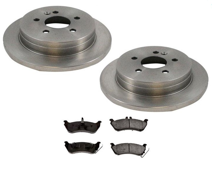 For 98-02 ML320 ML350 ML430 Mercedes (2) Rear Brake Rotors & Pads 3Pc