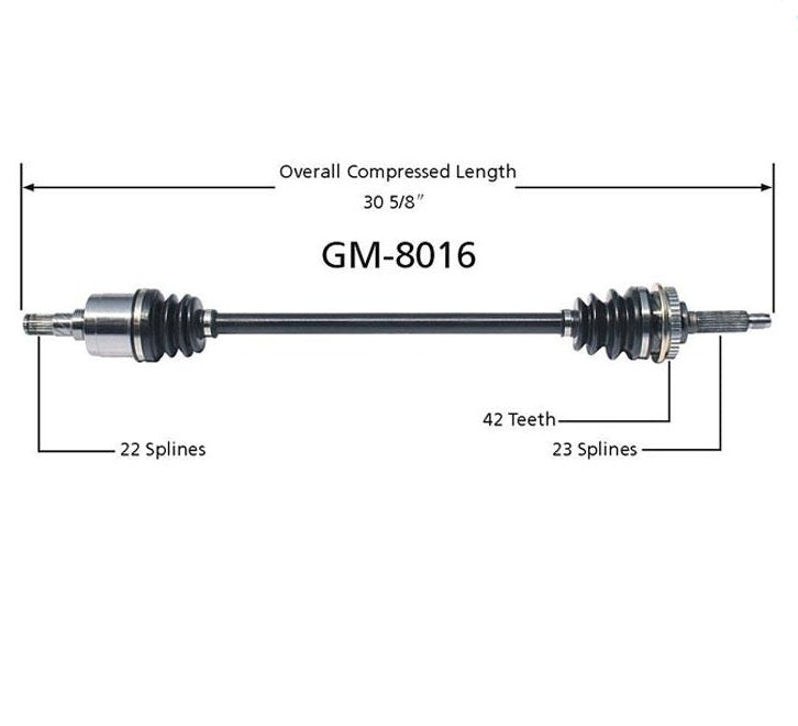 95 to 2000 Metro 1.0L 3 Cly Passengers Side CV Joint Half Shaft GM-8016