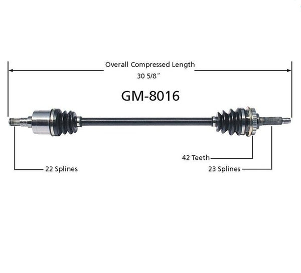95 to 2000 Metro 1.0L 3 Cly Passengers Side CV Joint Half Shaft GM-8016