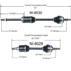 (2) Ejes de eje de transmisión CV 100% nuevos probados con torque para Nissan Maxima 89-94 SOHC