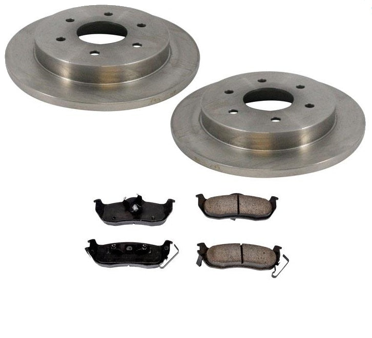 Rotores de freno trasero con pastillas de cerámica para Infiniti QX56 04-10 y Nissan Titan 04-15