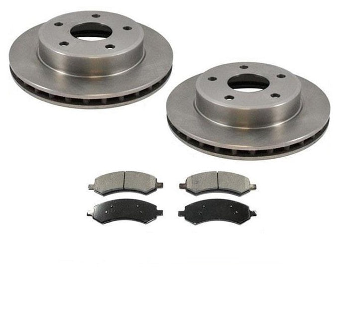 For 06-09 Raider 05-11 Dakota (2) Front Disc Brake Rotor & Ceramic Pads