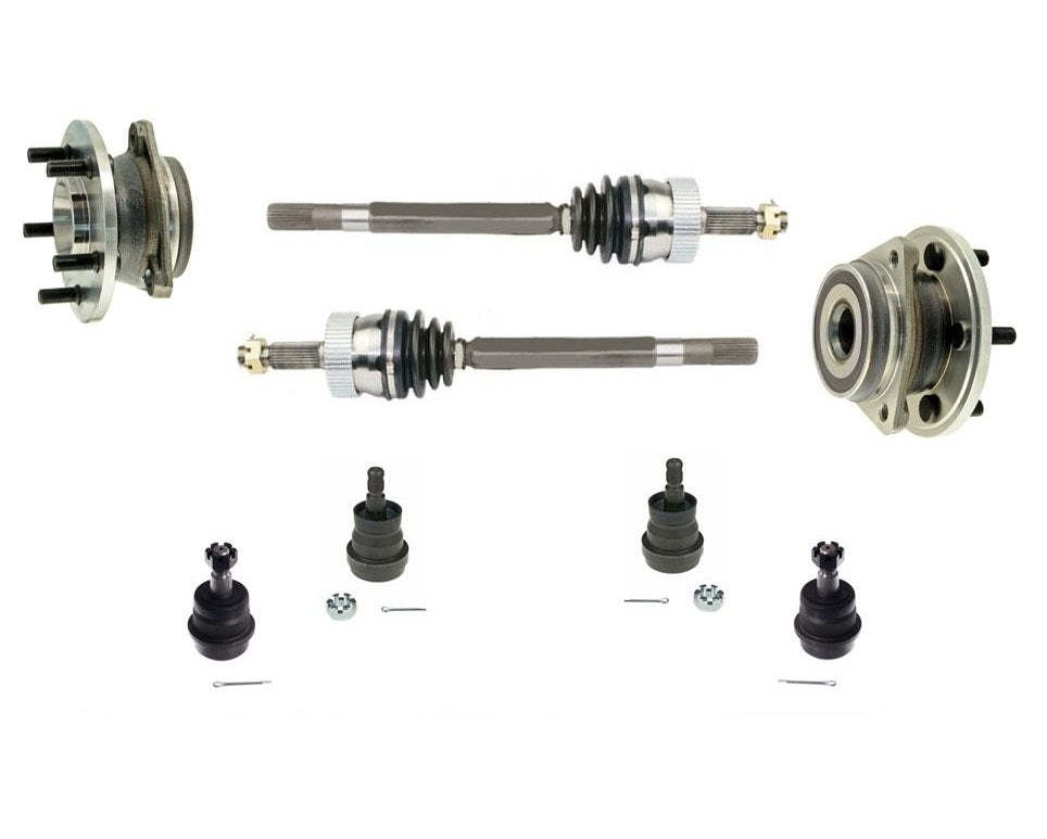 Fits 91-98 Cherokee 4 Wheel Drive CV Drive Axle Hub & Bearings Ball Joints 8pc