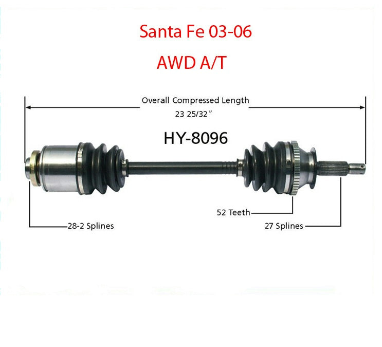 3.5L AWD 4x4 con eje de junta homocinética del lado del pasajero automático HY-8096