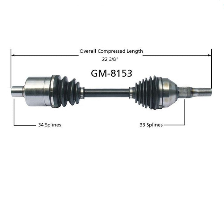 Eje CV delantero del lado del conductor para Chevy Saturn Buick Pontiac.