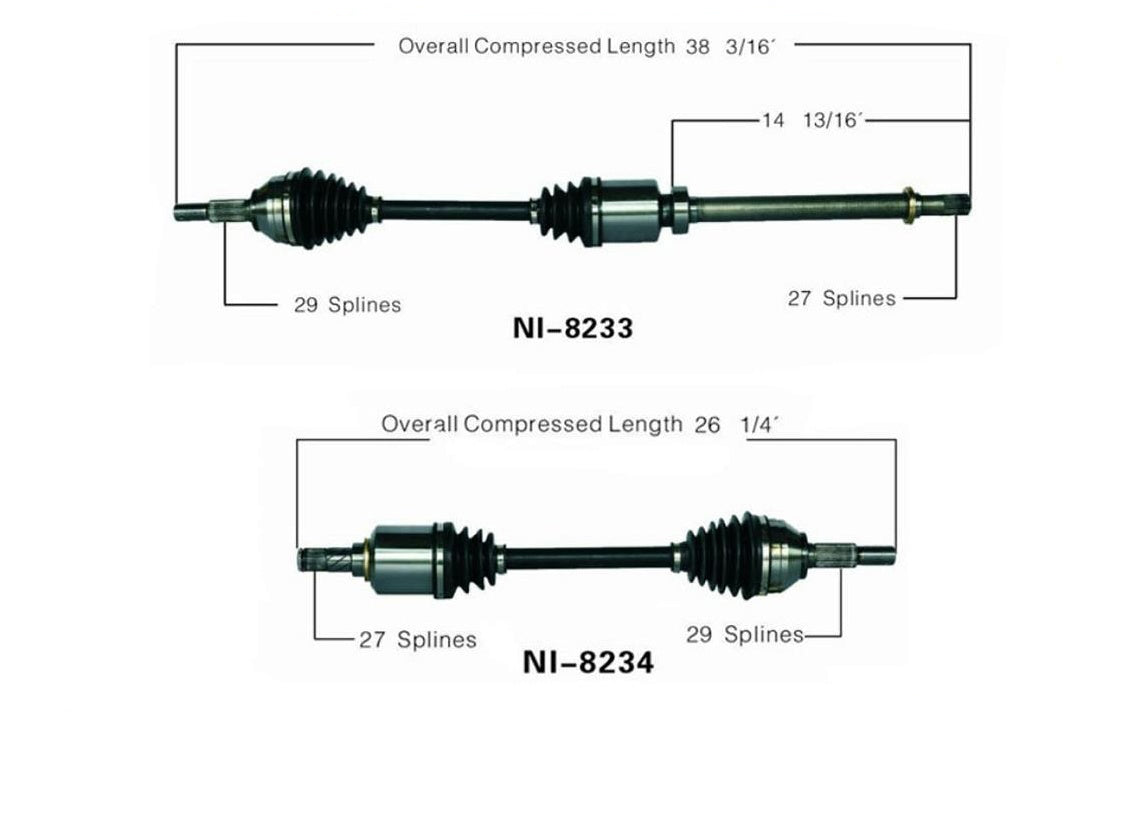New Front Axles for Nissan Altima 2.5L with Automatic Transmission 2007-2012