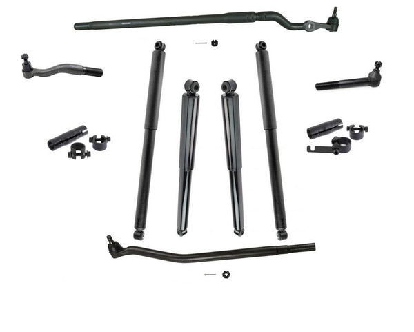 For 99-04 F250 4 Wheel Drive Super Drag Link & Tie Rod Rods Assembly Shocks 10pc