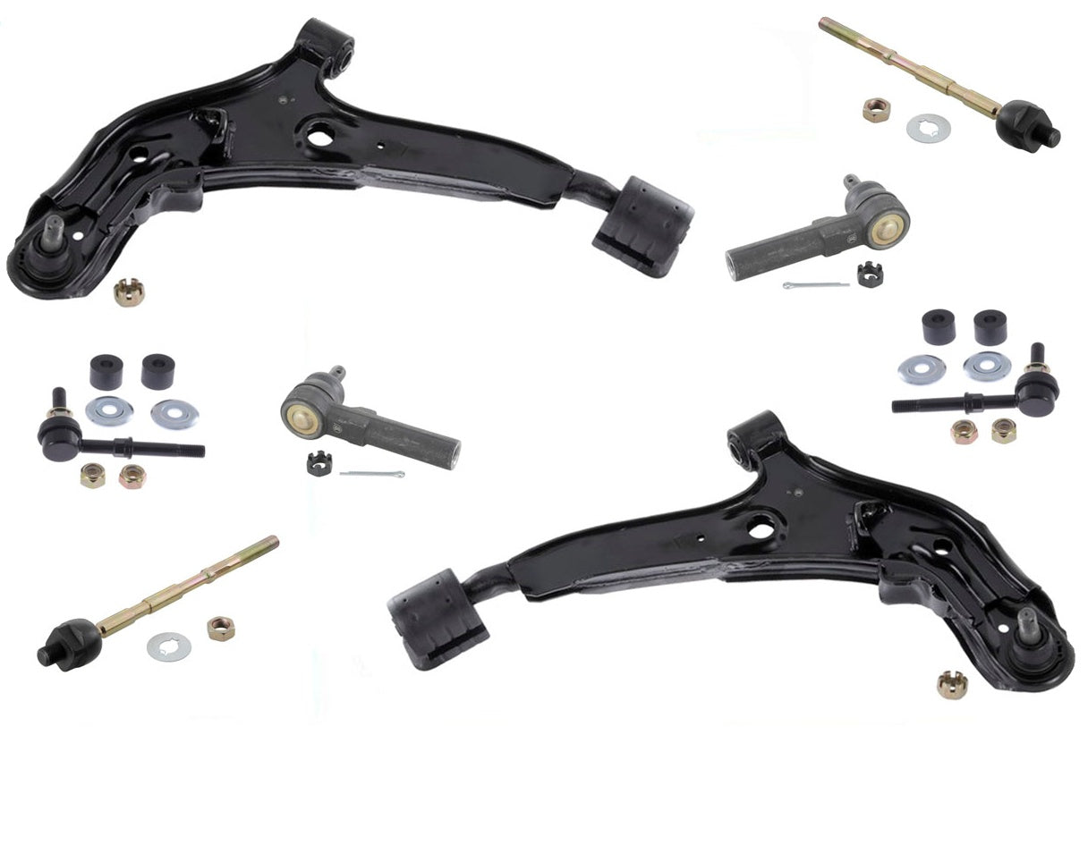 Front Control Arms Inner & Outer Tie Rods and Sway Bar Links For 93-12/96 Altima