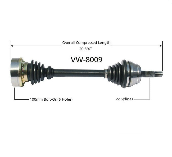 8009 Eje CV - Nuevo Eje CV, delantero izquierdo D/S 100MM 4 pulgadas INTERNO NUEVO