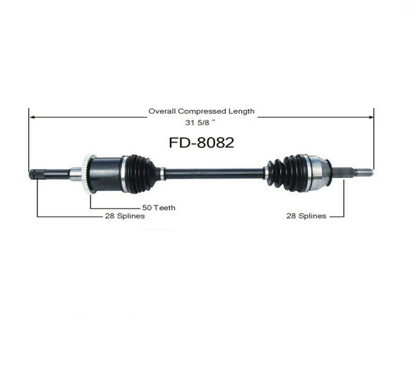 (1) 100% New New CV Drive Axle Shaft Fits Thunderbird Cougar 1989-98 Rear 8082