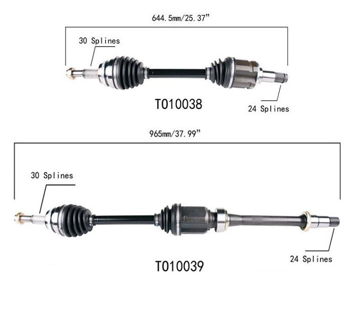 (2) Complete CV Drive Axles For Toyota Camry 3.0L 3.3L 02-06